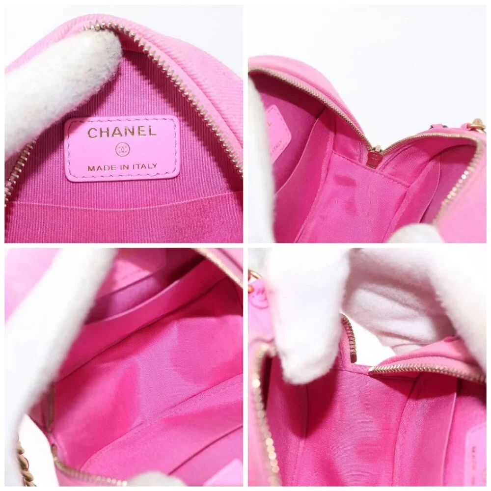 CHANEL Matelasse Chain Shoulder Bag Canvas Pink Gold CC Auth bs32090 - Picture 15 of 16